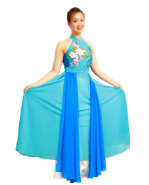 Đầm yếm liền xanh biển