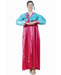 Hanbok nữ áo xanh biển + váy hồng