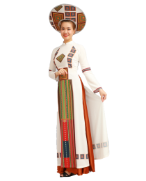 Áo dài trắng thổ cẩm