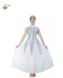 Đầm yếm liền trắng kim sa 