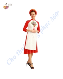 Áo dài cách tân đỏ trắng nữ 1