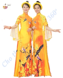 Áo dài cam xẻ tay nữ