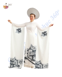 Áo dài trắng 2 tay  dài 1