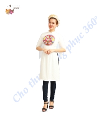 Áo dài trắng hoa văn tròn giữa nữ 1