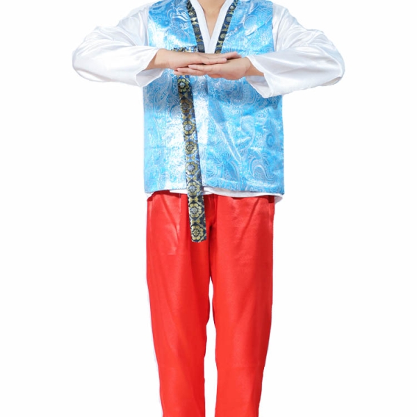 Hanbok nam áo xanh biển quần đỏ
