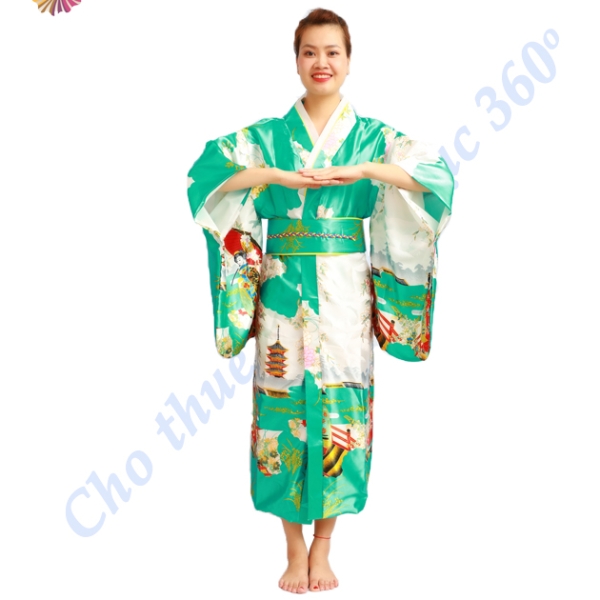 Kimono xanh lá nữ 1