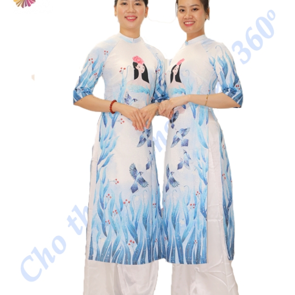 Áo dài cô gái trắng xanh