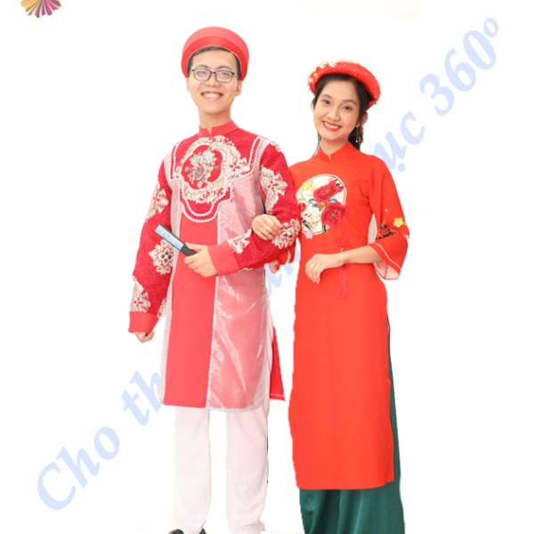 Áo dài đỏ nam nữ