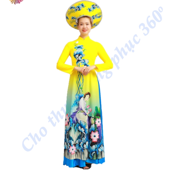 Áo dài vàng cô gái 1