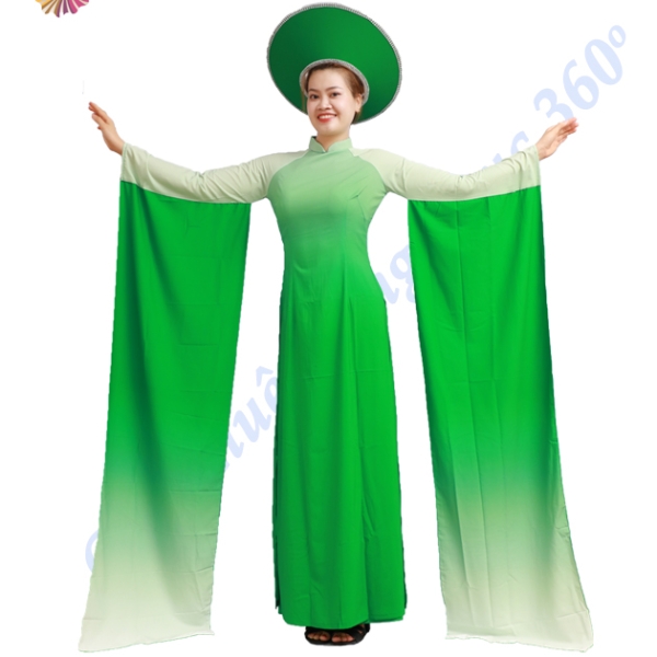 Áo dài xanh lá loan 1